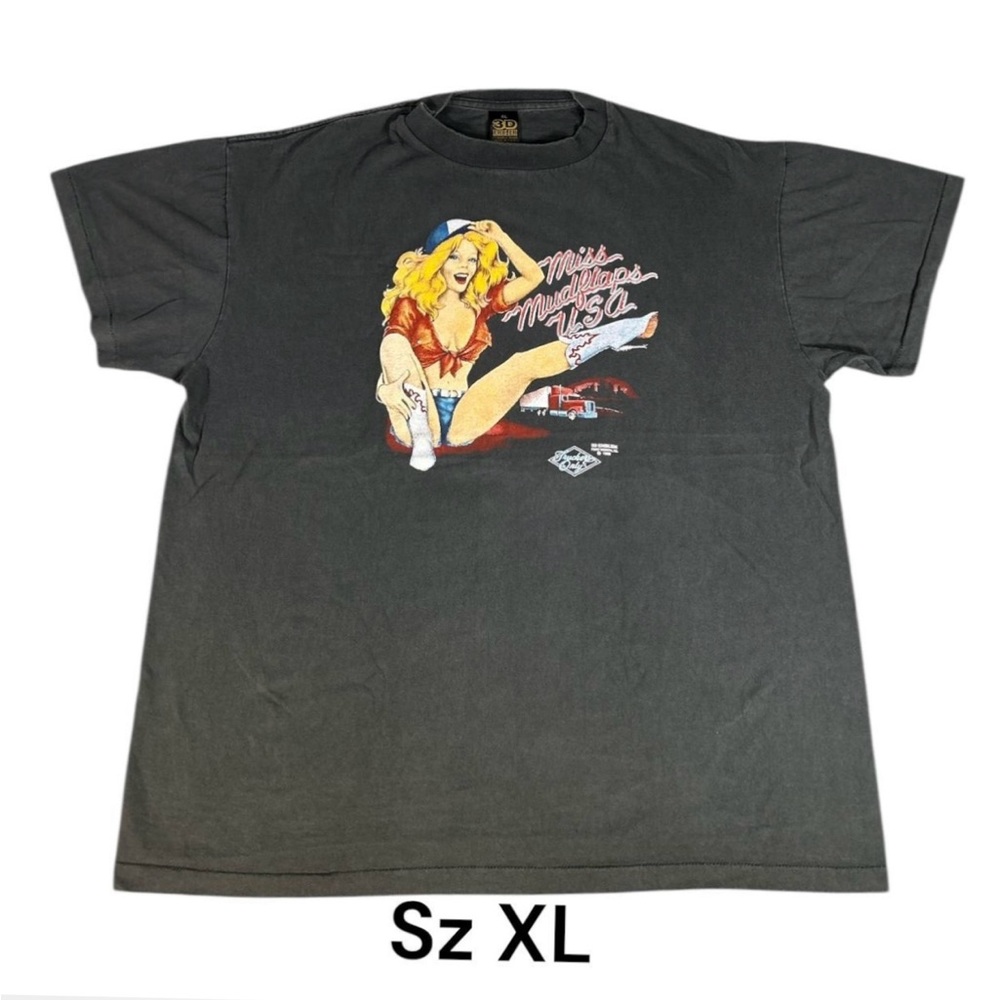 Harley Davidson Miss Mudflaps Modern Reprint Shirt XL 3D Emblem